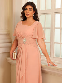 A-Line/Princess Short Sleeves Floor-Length Mother of the Bride Dresses with Pleats
