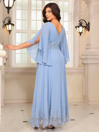 A-Line/Princess Scoop-Neck Long Mother of the Bride Dresses with Lace Appliques