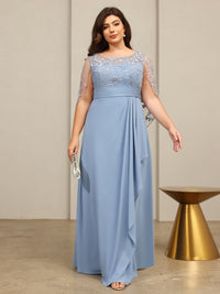 A-Line/Princess Scoop Neck Sleeveless Lace Appliques Floor-Length Mother of the Bride Dresses with Ruffles