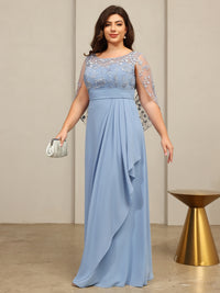A-Line/Princess Scoop Neck Sleeveless Lace Appliques Floor-Length Mother of the Bride Dresses with Ruffles