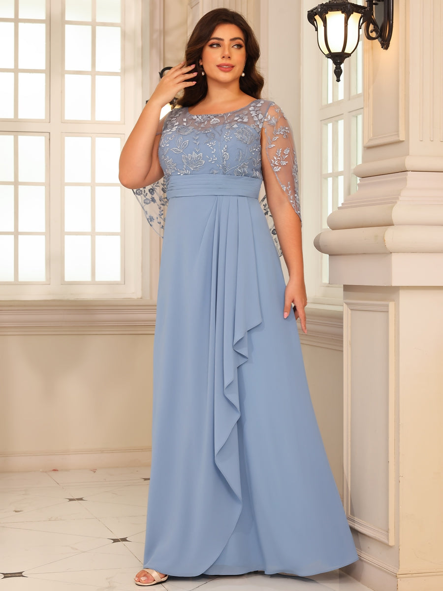 A-Line/Princess Scoop Neck Sleeveless Lace Appliques Floor-Length Mother of the Bride Dresses with Ruffles