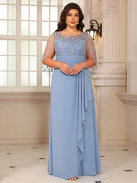 A-Line/Princess Scoop Neck Sleeveless Lace Appliques Floor-Length Mother of the Bride Dresses with Ruffles