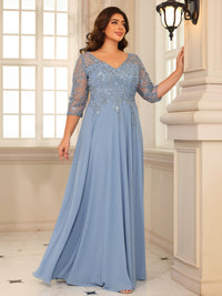 A-Line/Princess V-Neck Floor-Length Mother of the Bride Dresses with Lace Appliques