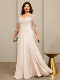 A-Line/Princess V-Neck Floor-Length Mother of the Bride Dresses with Lace Appliques