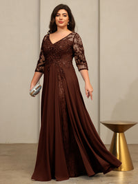 A-Line/Princess V-Neck Floor-Length Mother of the Bride Dresses with Lace Appliques