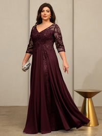 A-Line/Princess V-Neck Floor-Length Mother of the Bride Dresses with Lace Appliques