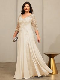 A-Line/Princess V-Neck Floor-Length Mother of the Bride Dresses with Lace Appliques