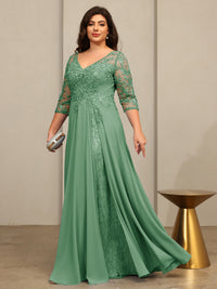 A-Line/Princess V-Neck Floor-Length Mother of the Bride Dresses with Lace Appliques