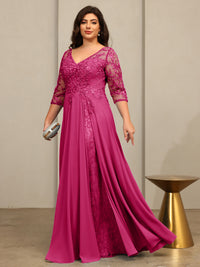 A-Line/Princess V-Neck Floor-Length Mother of the Bride Dresses with Lace Appliques