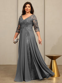 A-Line/Princess V-Neck Floor-Length Mother of the Bride Dresses with Lace Appliques