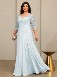 A-Line/Princess V-Neck Floor-Length Mother of the Bride Dresses with Lace Appliques