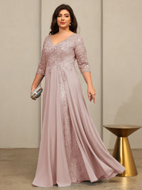 A-Line/Princess V-Neck Floor-Length Mother of the Bride Dresses with Lace Appliques