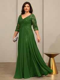 A-Line/Princess V-Neck Floor-Length Mother of the Bride Dresses with Lace Appliques