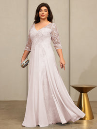 A-Line/Princess V-Neck Floor-Length Mother of the Bride Dresses with Lace Appliques