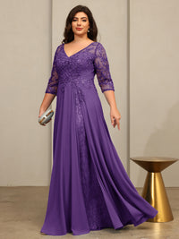 A-Line/Princess V-Neck Floor-Length Mother of the Bride Dresses with Lace Appliques