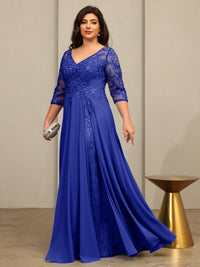 A-Line/Princess V-Neck Floor-Length Mother of the Bride Dresses with Lace Appliques