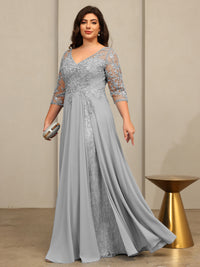 A-Line/Princess V-Neck Floor-Length Mother of the Bride Dresses with Lace Appliques