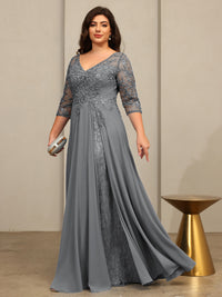 A-Line/Princess V-Neck Floor-Length Mother of the Bride Dresses with Lace Appliques