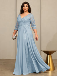 A-Line/Princess V-Neck Floor-Length Mother of the Bride Dresses with Lace Appliques