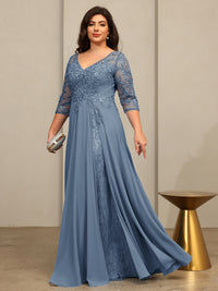 A-Line/Princess V-Neck Floor-Length Mother of the Bride Dresses with Lace Appliques