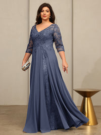 A-Line/Princess V-Neck Floor-Length Mother of the Bride Dresses with Lace Appliques