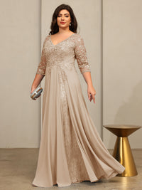 A-Line/Princess V-Neck Floor-Length Mother of the Bride Dresses with Lace Appliques