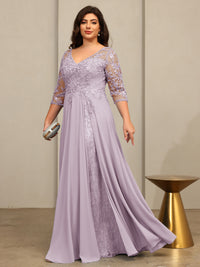 A-Line/Princess V-Neck Floor-Length Mother of the Bride Dresses with Lace Appliques