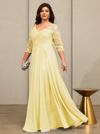 A-Line/Princess V-Neck Floor-Length Mother of the Bride Dresses with Lace Appliques
