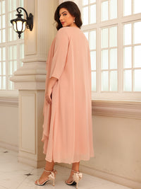 A-Line/Princess Scoop Neck Two-piece Tea-Length Mother of the Bride Dresses with Ruffles