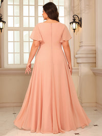 A-Line/Princess V-Neck Flying Sleeves Floor-Length Mother of the Bride Dresses with Lace Appliques