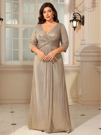 A-Line/Princess V-Neck Floor-Length Mother of the Bride Dresses with Pleats
