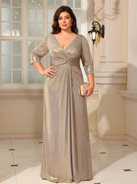 A-Line/Princess V-Neck Floor-Length Mother of the Bride Dresses with Pleats