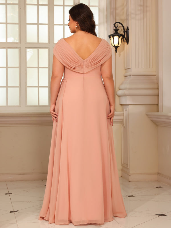 A-Line/Princess V-Neck Floor-Length Mother of the Bride Dresses with Pleated Sequins