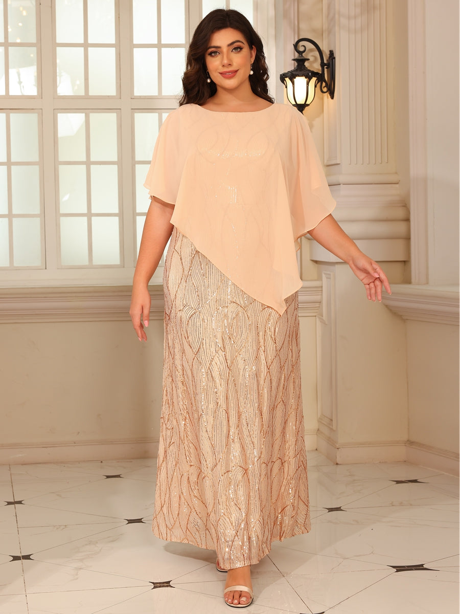 A-Line/Princess Scoop Neck Asymmetrical Ankle-Length Mother of the Bride Dresses with Sequins