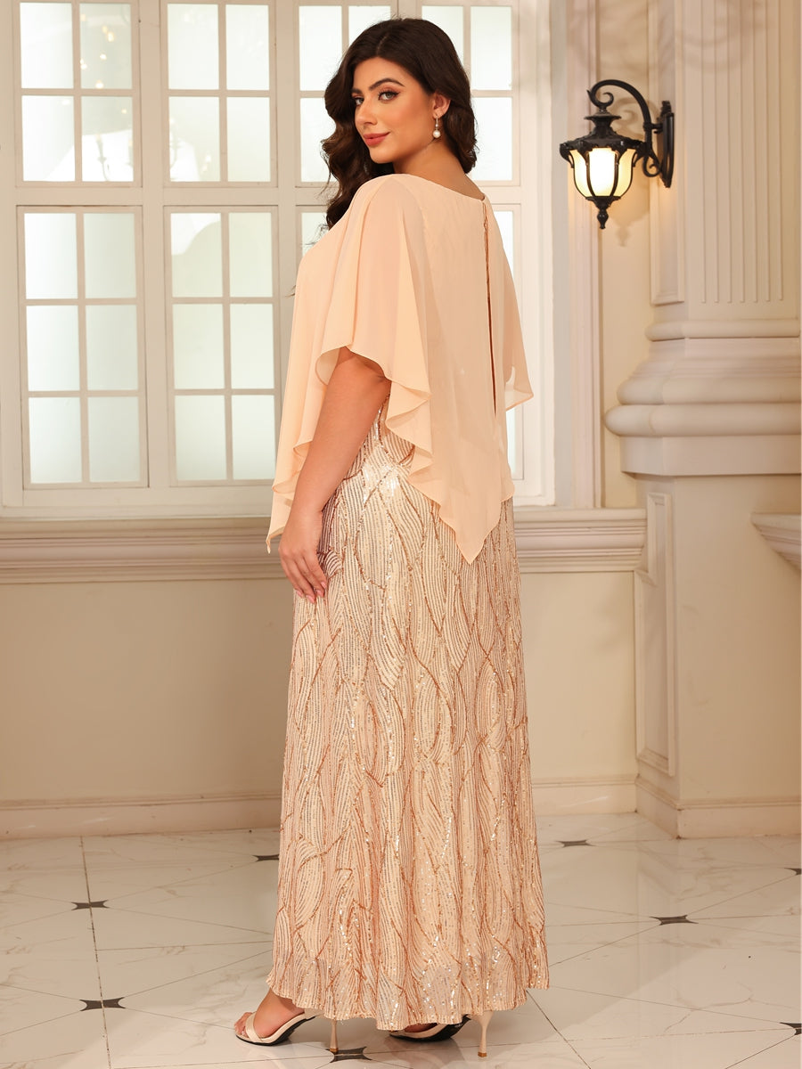 A-Line/Princess Scoop Neck Asymmetrical Ankle-Length Mother of the Bride Dresses with Sequins