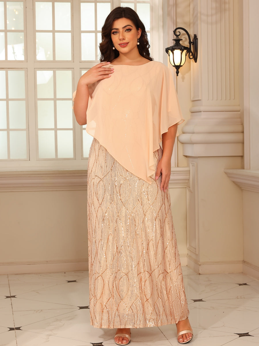 A-Line/Princess Scoop Neck Asymmetrical Ankle-Length Mother of the Bride Dresses with Sequins
