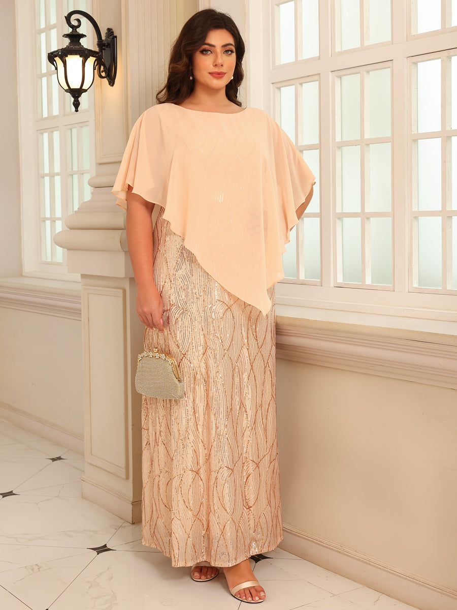 A-Line/Princess Scoop Neck Asymmetrical Ankle-Length Mother of the Bride Dresses with Sequins