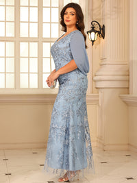 Sheath/Column V-Neck Ankle-Length Mother of the Bride Dresses with Lace Appliques