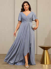 A-Line/Princess V-Neck Asymmetrical Mother of the Bride Dresses with Pleats