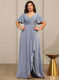 A-Line/Princess V-Neck Asymmetrical Mother of the Bride Dresses with Pleats