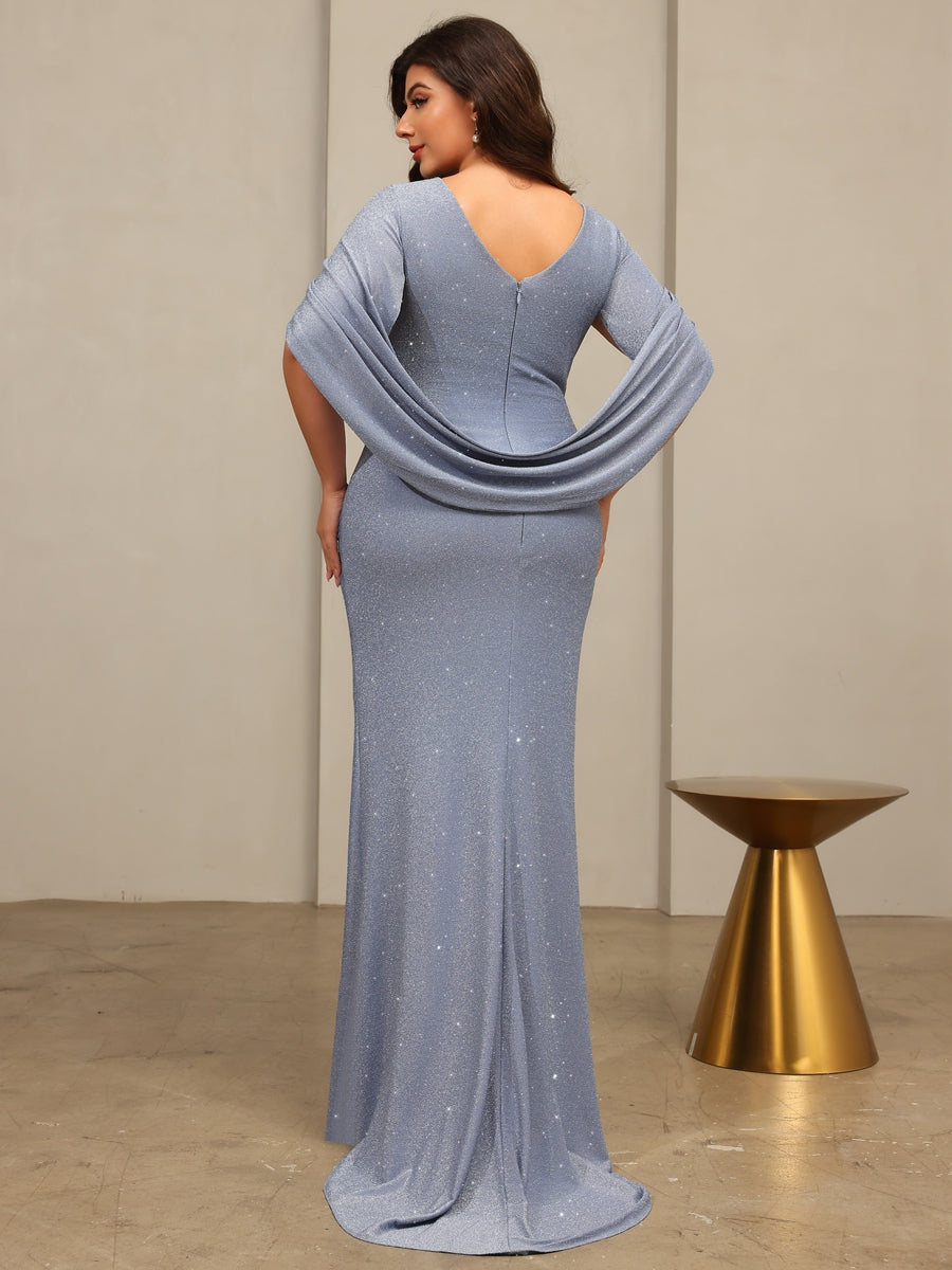 Sheath/Column Scoop Neck Floor-Length Mother of the Bride Dresses with Pleats