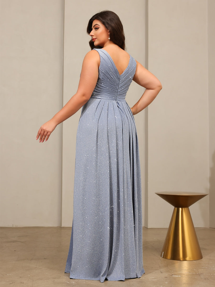 Sheath/Column V-Neck Pleated Ruffles Floor-Length Mother of the Bride Dresses with Shawl