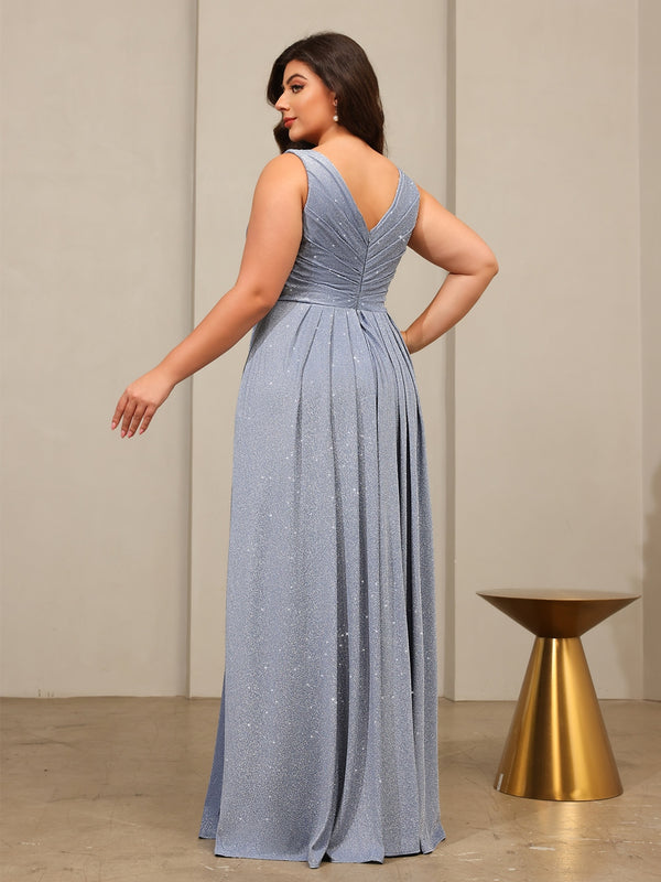 Sheath/Column V-Neck Pleated Ruffles Floor-Length Mother of the Bride Dresses with Shawl