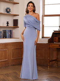 Mermaid/Trumpet Asymmetrical Satin Floor-Length Mother of the Bride Dresses with Pleats