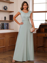 A-Line/Princess Scoop Neck Pleated Ankle-Length Mother of the Bride Dresses with Belt