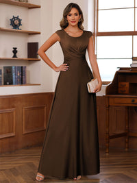 A-Line/Princess Scoop Neck Pleated Ankle-Length Mother of the Bride Dresses with Belt