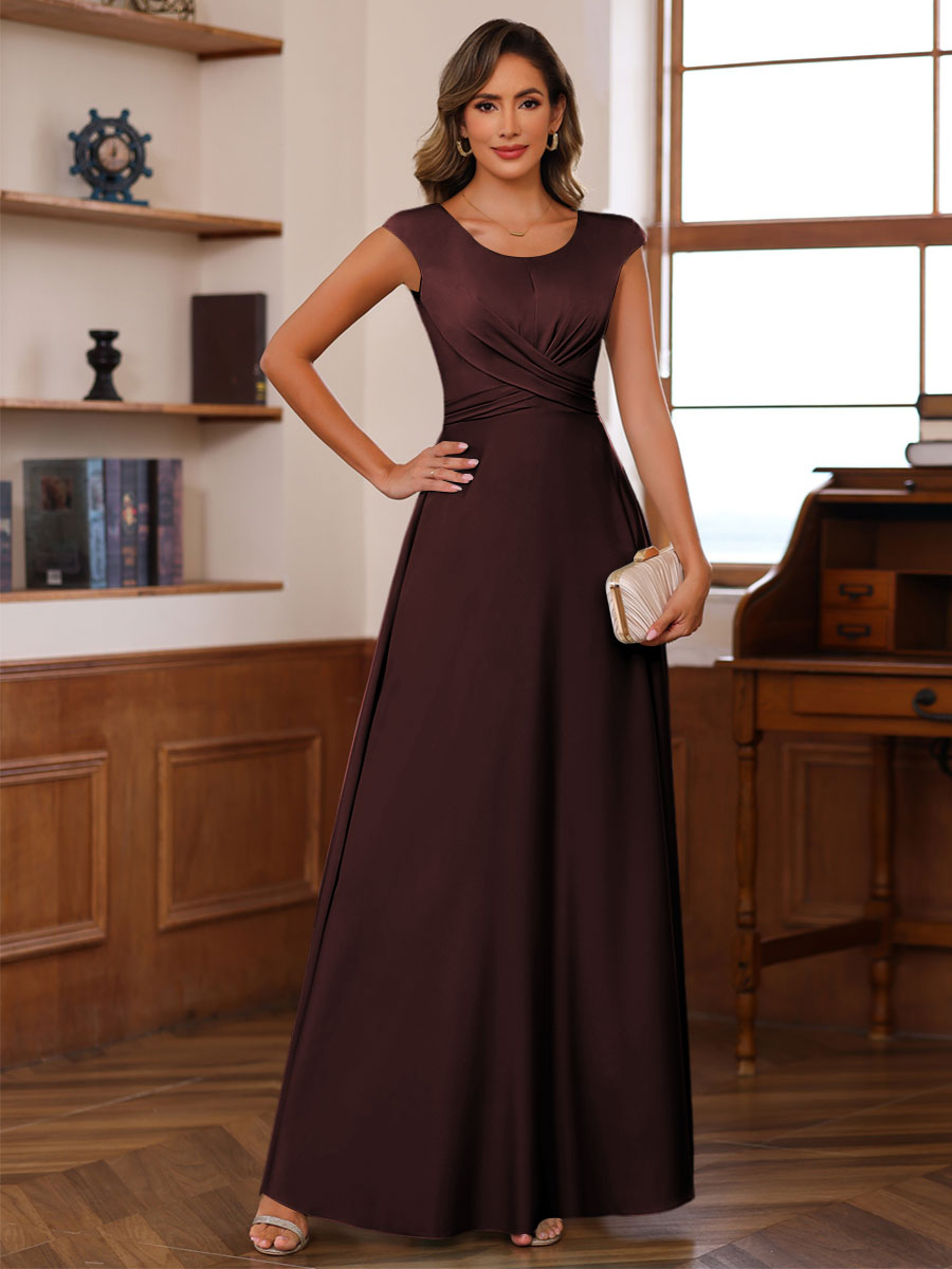 A-Line/Princess Scoop Neck Pleated Ankle-Length Mother of the Bride Dresses with Belt