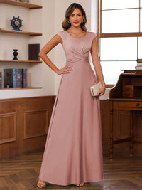 A-Line/Princess Scoop Neck Pleated Ankle-Length Mother of the Bride Dresses with Belt