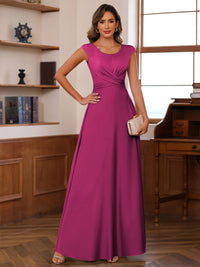 A-Line/Princess Scoop Neck Pleated Ankle-Length Mother of the Bride Dresses with Belt