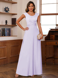 A-Line/Princess Scoop Neck Pleated Ankle-Length Mother of the Bride Dresses with Belt